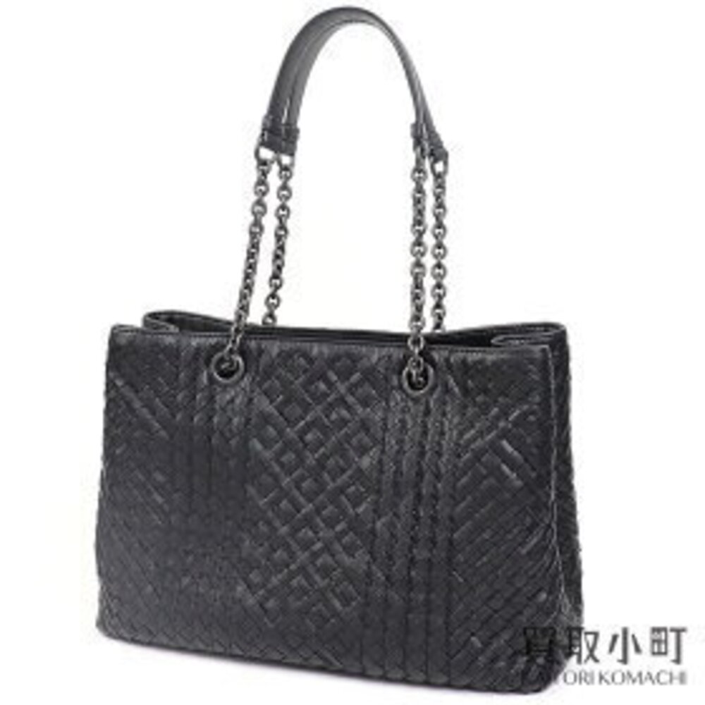 Bottega Veneta Nero Black Intrecciato Nappa Chain Bag Black Lambskin Shoulder